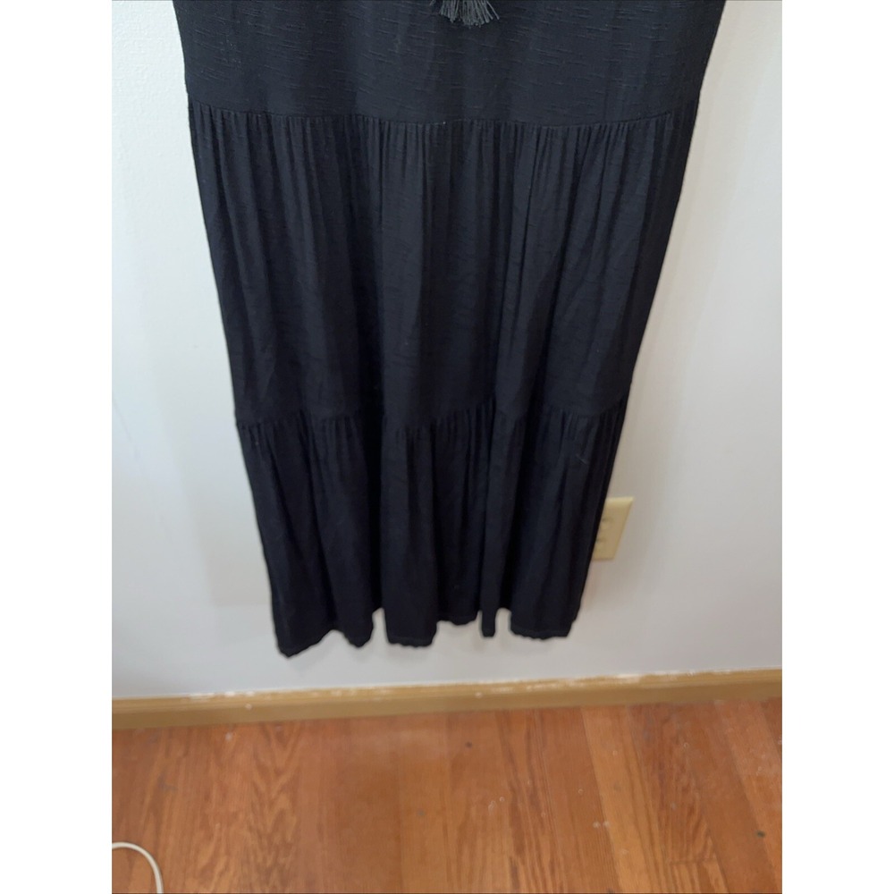 Tommy Bahama Stretch Slub Knit V-neck Maxi Dress Tiered Beach Coverup Black S - Picture 4 of 13
